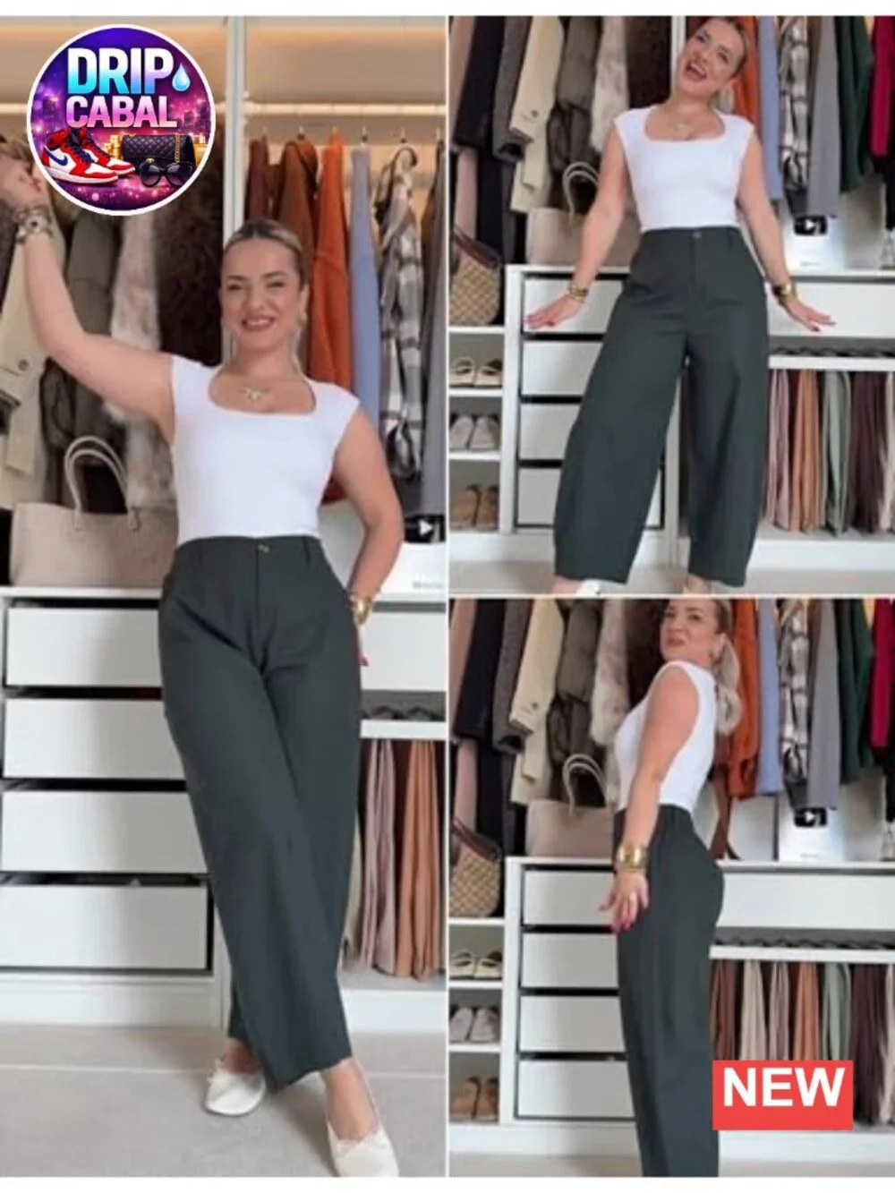 Womens Linen Cotton Wide Leg Capri Pants High Rise Elastic Waist Pockets